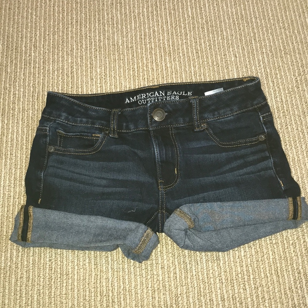 American Eagle navy blue denim shorts